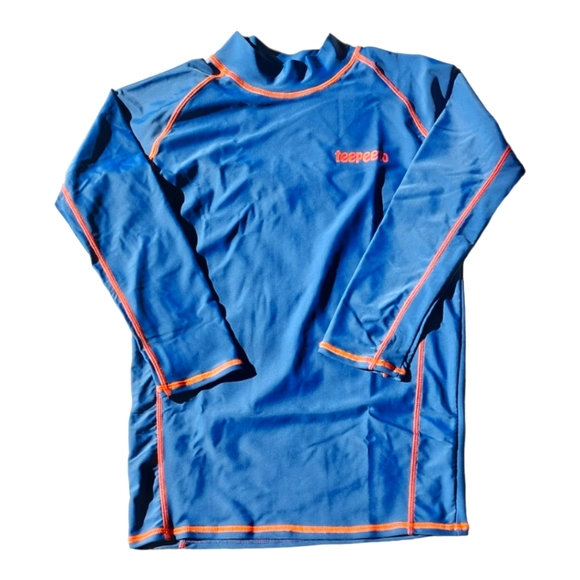 Tee-pee-toe Swimwear Long Sleeve Top Blue/Orange - Picture 1 of 3